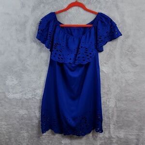 Off the shoulder lightweight blue dress